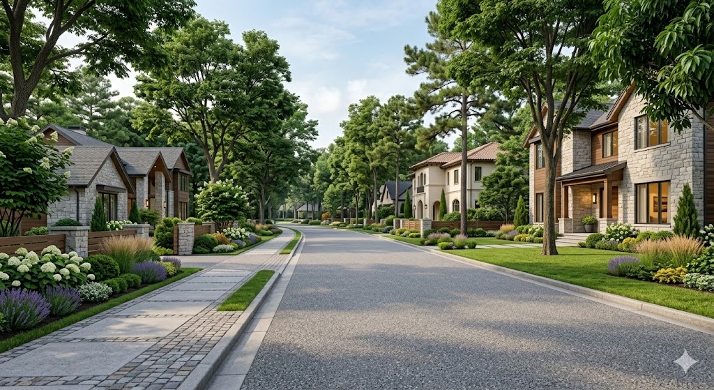Quiet residential area with family homes