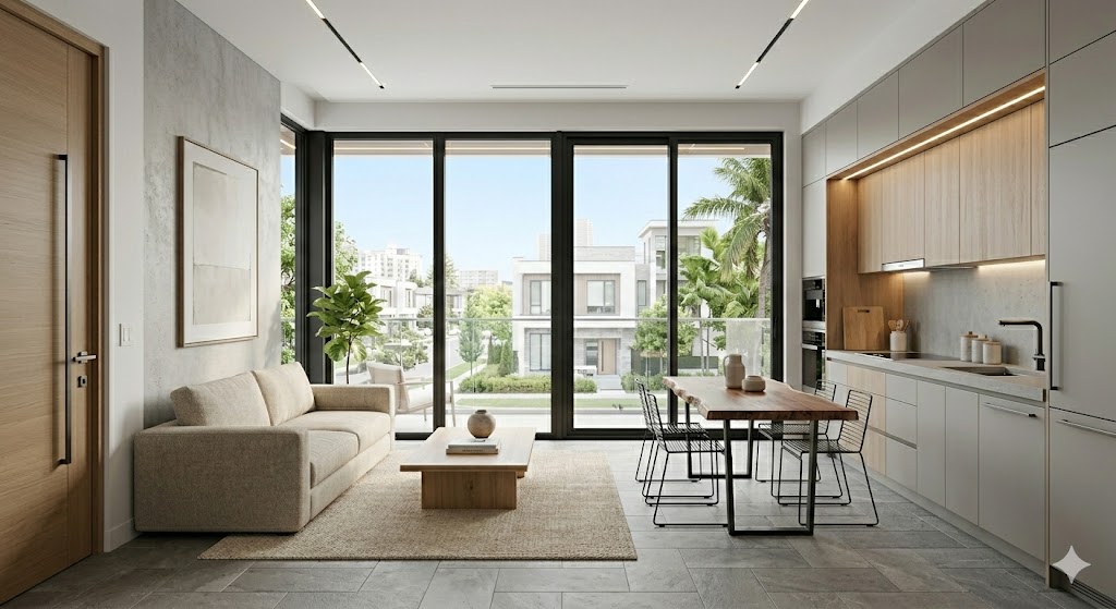 Compact urban apartment with modern finishes